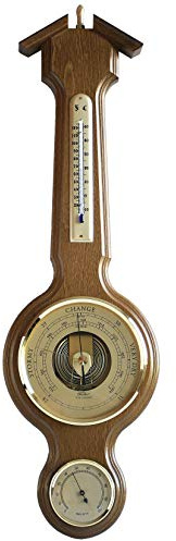Fischer Sheraton Weather Station, Thermometer, Barometer & Hygrometer 555 x 165 mm - 4673-34 (Rustic Oak)