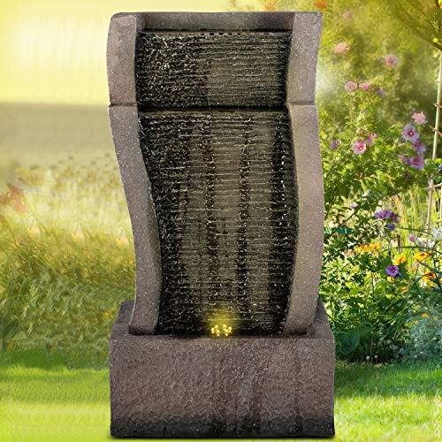 Gartenbrunnen Brunnen Zierbrunnen Zimmerbrunnen Springbrunnen 230V Wasserfall Wasserspiel für Garten, Gartenteich, Terrasse, Balkon Sehr Dekorativ
