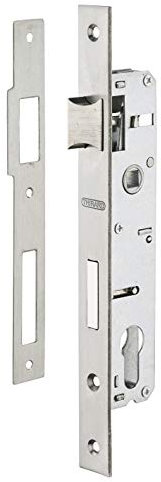 THIRARD - Serratura Infilare a Cilindro per Carpenteria Metallica - Asse 21 mm - Bordi Quadrati - Zincato - Cassa Acciaio - Frontale Inox - Scrocco Lega Nichelata - Controparte Inox - Grigio