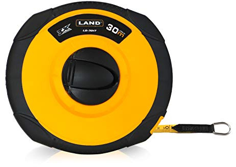 LAND 100FT/30M Fiberglass Tape Measure - Dual-Inch/Metric Scale, Lightweight & Durable, Portable Long Measuring Tape for Construction, Surveying, Landscaping