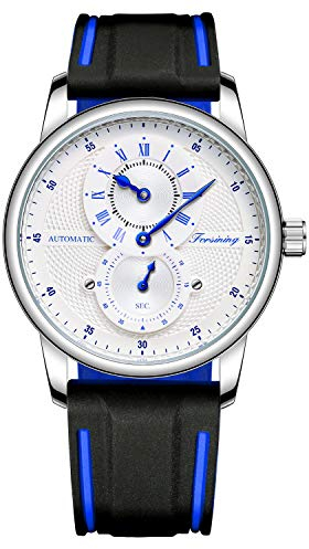 Bolyte Orologio meccanico automatico del silicone di disegno romanzo per gli uomini sport orologio da polso regali per gli uomini (bianco)