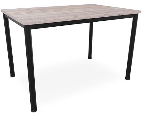 Schreibtisch u. Besprechungstisch mit schwarzem Tischgestell | Konferenztisch Bürotisch Computertisch Mehrzwecktisch Arbeitstisch PC-Tisch Homeoffice-Tisch (Eiche modern, 120 x 80 x 77,5 cm)