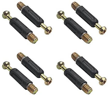 6x35mm Bronze Metal Dowel with Plastic Furniture Connecter Fittings Thread Bolts Dowels Screws for Cabinet Drawer Dresser and Wardrobe Furniture Panel Connecting Black Tone 8Pcs, (Bettomshin)