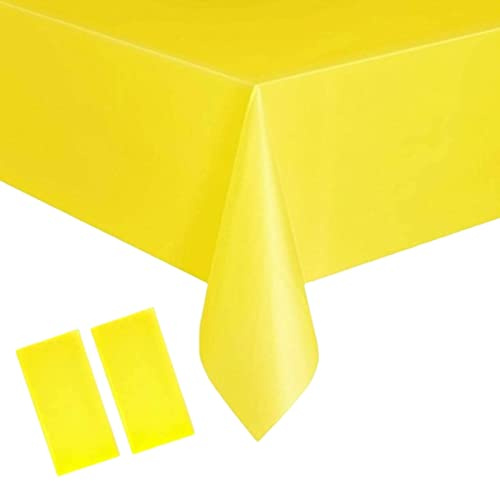 2 Pezzi 137*274cm Tovaglia Gialla Usa e Getta Coperture per Tavolo, Tovaglia Rettangolare in Plastica Gialla per Cena Usa e Getta, Festa per Picnic, Doccia di Bambini, Matrimonio, Natale, Decorazioni