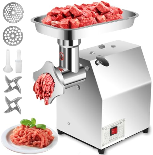 DIYAREA Commercial Meat Grinder, 850W 550LB/H Stainless Steel Electric Meat Mincer with 2 Blades, 2 Plates, Sausage Stuffer Tube, Heavy Duty Sausage Maker & Kibbe Kit for Home Kitchen Use, Restaurants