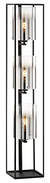 meineWunschleuchte Stehlampe 3flammig Schwarz mit Rauchglas & LED - Höhe 130cm
