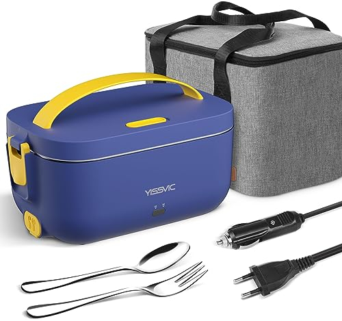 YISSVIC Scaldavivande Elettrico Portatile con 9,9L Borse Termica, 4 in 1 12V/24V/220V-240V per Auto Camion e Ufficio Acciaio Inox Rimovibile Portapranzo Termico Elettrico