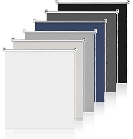 Verdunklungsrollo ohne Bohren Rollos für Fenster ohne Bohren Weiß B100 x H120cm-Stoffbreite 95cm Rollos für innen Thermorollo Rollo ohne Bohren Verdunkelung