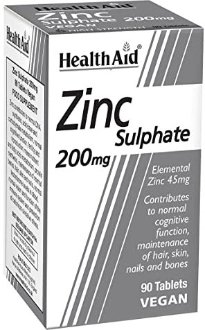 Zinc Sulphate 200mg (45mg elemental Zinc) - 90 Tablets