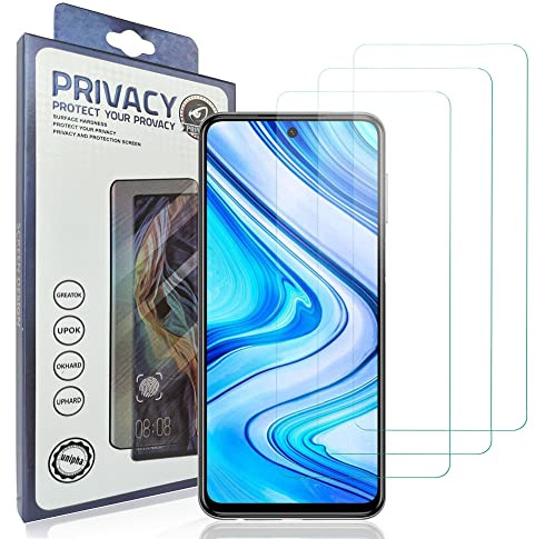 HACIEN Protector de Pantalla para Redmi Note 9 PRO, 9H Dureza Cristal Templado móviles película blindada HD película protectora 3 Piezas