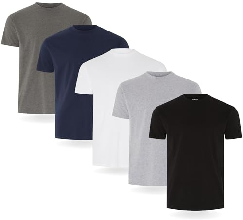 FM London 3/5 Pack Mens T Shirt, Premium Weight, 100% Cotton & Super Soft