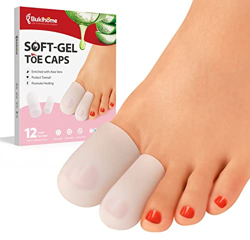 Bukihome Lot de 12 protections d'orteils en gel infusé à l'extrait d'aloe vera pour le soulagement de la douleur