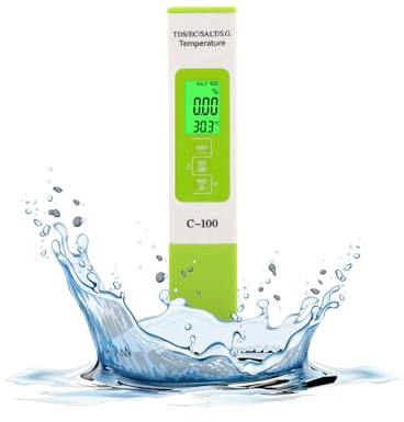 ZLXHDL 5 in 1 Salzgehaltstester, Digitales Meerwasser-Qualitätstester, Multifunktions-Wasserqualitätstester Mit Hintergrundbeleuchtung Für Meerwasser,Aquarien C-100 5-in-1 Salzwasser Pool Testkit