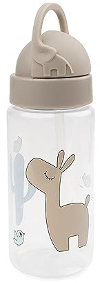 Done by Deer Trinkflasche mit Strohhalm Lalee Sand - 350 ml - Inklusive Reservestrohhalm und -aufsatz - Ø6.5 x H 20 cm - 100% PP, Mundstück: 100% Silikon beide in Lebensmittelqualität