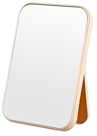 Naapesi Specchio pieghevole portatile, super HD, specchio rettangolare per il trucco, compatto e pieghevole, specchio da viaggio, portatile, da tavolo, leggero, 20 x 13,5 cm (beige)