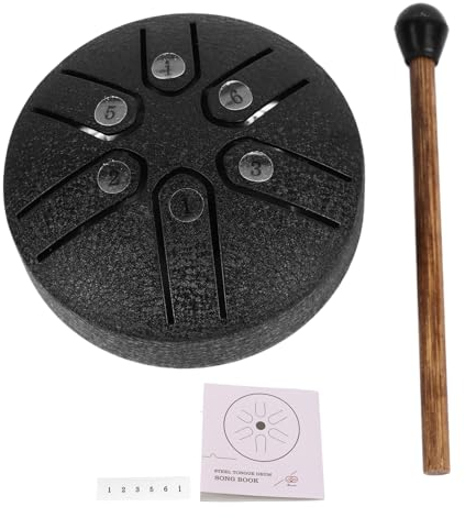 3 Zoll 6 Noten Tongue Drum Zungentrommel Stahl Mini Handtrommel Tragbare Sorgenfreie Trommel mit Trommelstock für Anfänger
