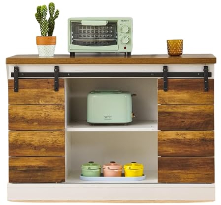 Mevsim Store Warehouse Buffet Armoire, Armoire de Cuisine Serveur avec Portes coulissantes Ferme, Le Stockage Buffet Table Console pour Salle à Manger Salon Couloir entrée - 39,5x105x70
