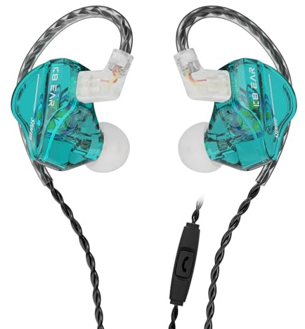 Yinyoo KBEAR Storm in-Ear Monitor, 1DD Wired Earphones Professional Wired Earbuds IEM with Crystal Clear Sound, 3.5mm Plug in Ear Headphones for Musician Singer Music (Clear-Green, With mic)