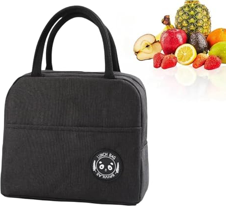 Geebymol Lunch Bag,Keep Food Fresh & Cold/Hot - Perfect for Work, School, Picnic - Durable & Lightweight,Black