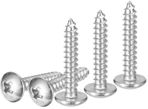 DTGN #6x3/4 Vis A Tole - Lot De 100 - Pour Bois, Meubles - 304 Acier Inoxydable Phillips Tete Bombe Auto-Taraudeuse Vis A Bois - Argent