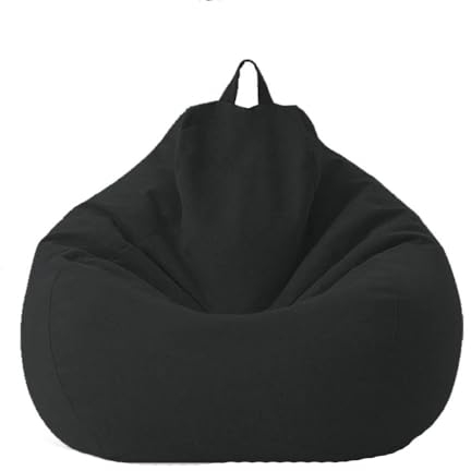 UGEFKMQ Indoor Beanbag Sitzsackbezug Erwachsene Großer Sitzsack Mit Hoher Rückenlehne Sofabezug Liegestuhl Gaming-Weiches Bequemes Leinen (Ohne Füllung),Schwarz,100Cm*120Cm