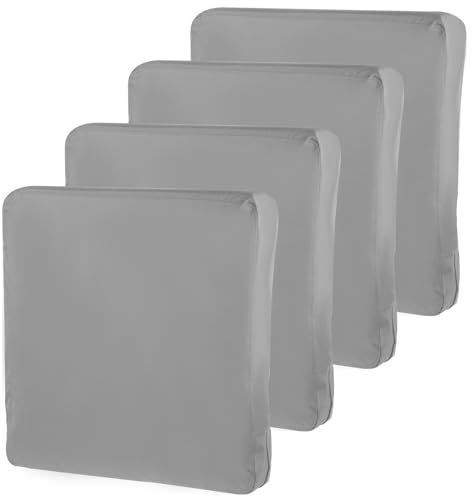4 fundas de cojín de silla de jardín (sin relleno), fundas de cojín para silla exterior, impermeables, antipolvo, con cremallera, para terraza jardín, patio, 60 x 60 x 10 cm, gris claro, Standard