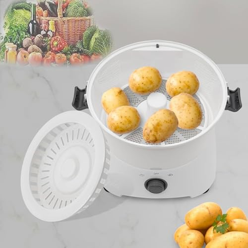 2 Pcs Electric Potato Peeler, Fully Automatic Quick Vegetable Peeler, One-Touch Operation, Commercial Salad Dryer, Stainless Steel Potato Peeler Spinner, for Kitchen Restaurant Party