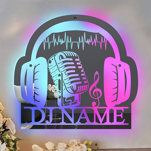 Personalisierte Kopfhörer Name Spiegel LED Neonschild, benutzerdefiniertes RGB-Headset, DJ-Neonlichter für Wanddekoration, USB-betrieben für Schlafzimmer, Musikzimmer, Spielzimmer, Wohnzimmer (Stil 3)
