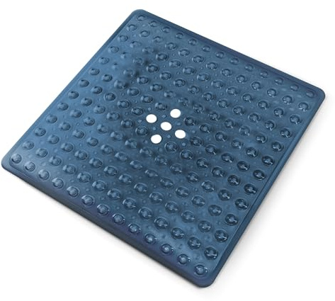 KEPLIN Premium Non-Slip Bath Mat - 164 Suction Cups, BPA, Latex Free, Mildew Resistant, Machine Washable - Safe, Durable & Comfortable for Shower Runner & Bathroom Tubs (Dark Blue, Small (54 x 54cm))