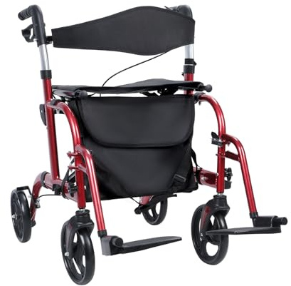 Makamsui Rollator Walker für Senioren, Leichte Faltbare Gehhilfe mit Aufbewahrungstasche, Upgraded Höhenverstellbar Senior Walker, 4 Rad Lauflernhilfe mit Sitz und Bremsen für Senioren und Erwachsene