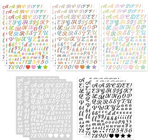 WD&CD 0.5 Inch 15 Sheets Self Adhesive Vinyl Letter Number Symbol Stickers | Alphabet Number Sticker for Kids Mailbox Suitcase Guitar Water Bottle Laptop Guitar Phone Case Scrapbooking Journal