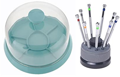 Kit con 9 cacciaviti, 9 basi di riserva per orologi, strumenti da orologiaio e 1 strumento per la riparazione del movimento dell'orologio, kit di riparazione dell'orologio con copertura antipolvere