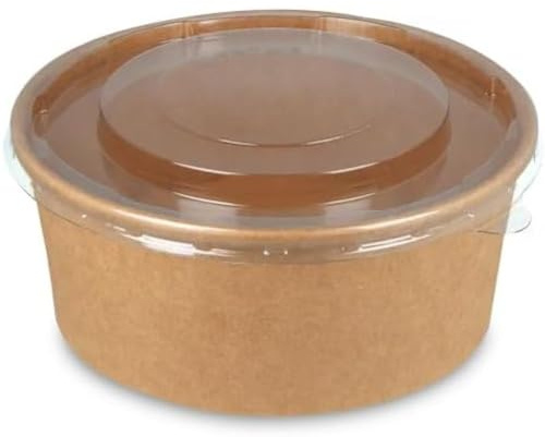 Generico 50 150 ciotole di carta KRAFT CON COPERCHIO 750 ml o 1000 ml Bowls Zuppiera Poke monouso, CIOTOLE di cartone per zuppa biodegradabili, per feste, matrimoni, picnic (150 pezzi da 1000 ml)