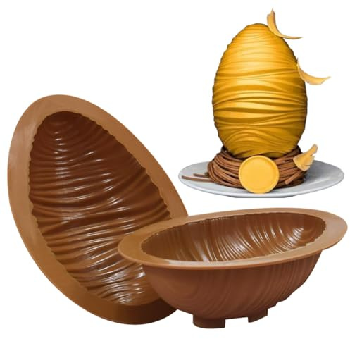 MEZHEN Moules en Silicone Pâques Moulle Silicone Oeufs de Paques 3D Moules à Gâteaux Moules à Pâtisserie Oeufs Moule de Cuisson Chocolats Gaufres Savon