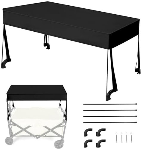 Roadtime Tenda da sole per carretto pieghevole, copertura antipioggia per carrello pieghevole su quattro lati, tetto a mano, rimovibile, antipolvere, antipolvere, antifoglie, campeggio (90 x 45 x 50