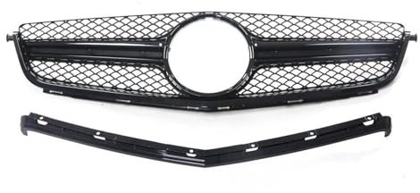 DZSLLOOI Kühlergrill Für Benz Für W204 C63 Für AMG 2012-2014 Nur Frontgrill W/Grill Rahmen Abdeckung Trim Overlay Schwarz Auto Oberen Stoßstange Haube Mesh Auto Kühlergrill