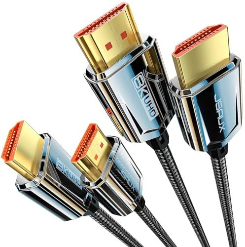 JSAUX 2 Piezas Cable HDMI 10K 8K de 2 Metros, Cable HDMI 2.1 de Alta Velocidad 48 Gbps, (10K@60Hz, 8K@120Hz, 4K@240Hz) HDMI eARC HDR10 HDCP 2.2 y 2.3 3D, para PS5/Xbox/TV/Reproductor Blu ray/Monitor