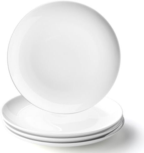 Leegg Dessert Plates Ceramic Small Side Plates for Dessert Salad Appetizer Cake (4 White)