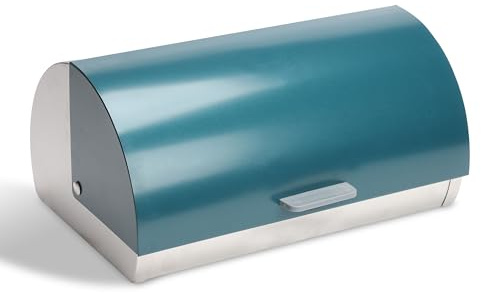 Ribelli Grande boîte à pain, avec couvercle, en acier inoxydable, rangement de cuisine, boîte à pain, bleu clair