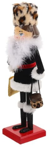 Luxshiny Figura De Cascanueces Navideño Femenino Pintado a Mano De Madera, Decoración Clásica para Mesa y Estante, Adorno Coleccionable para Fiestas Navideñas