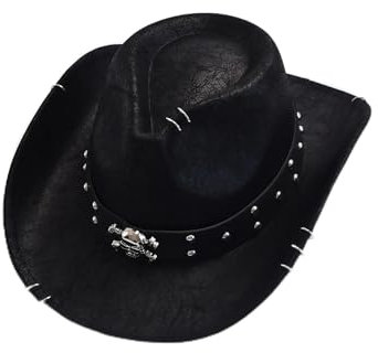 AAIXXIZAO Fedora Trilby Filzhut Hut Leder Vintage Cowboy Hut Für Männer Gentleman Jazz Hüte Panama Cowgirl Hut Einheitsgröße Schwarz