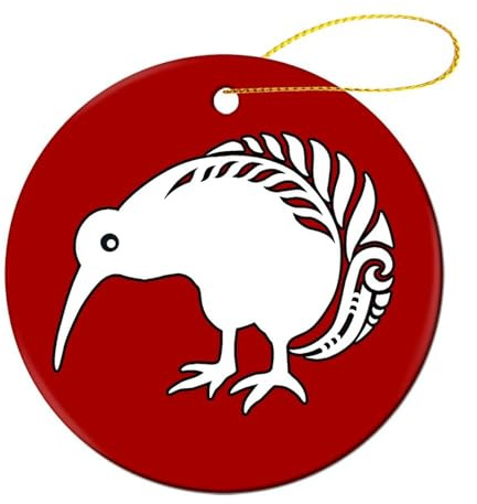 New Zealand Kiwi Fern Christmas Ornaments Ceramic Hanging Xmas Tree Decorations Keepsake 4 Pcs
