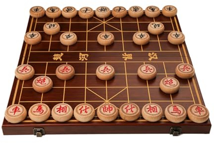 Chinesisches Schach for 2 Spieler, Strategie-Brettspiele, Reise-Brettspiel-Set mit Buchenholzstücken und faltbarem Schachbrett(3.8cm/1.5in)