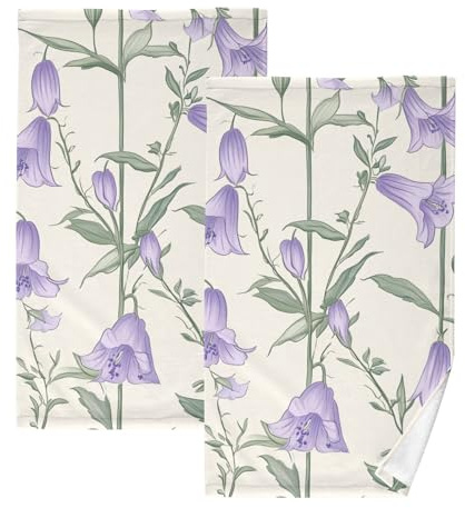 KLL Campanula Rotundifolia Flowers microfiber shower towel hand towels for bathroom holder hotel washcloths facetowel cotton cleaning rags set of 2,Size 16x28