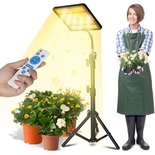 Peviasot Pflanzenlampe LED mit Ständer, Höhenverstellbare Pflanzenleuchte LED Vollspektrum mit Fernbedienung, 242 LEDs Grow Lampe mit 4/8/12H Timer Dimmbares Pflanzenlicht
