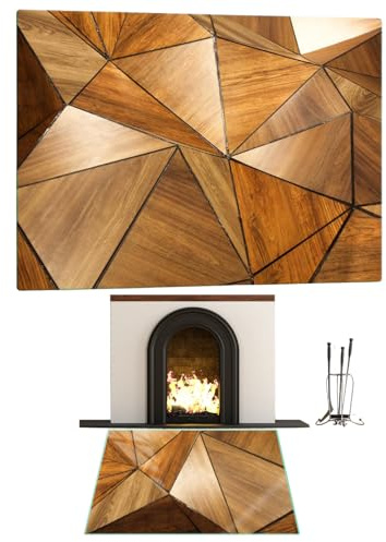 TMK ArtDeko Glasplatte für Kaminofen 65x60cm – Funkenschutzplatte Glas Rechteckig – Feuerfeste Bodenschutzplatte Kamin