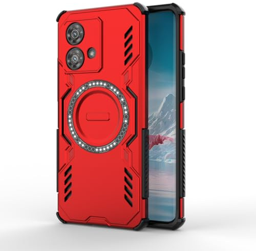 HAFFAN Funda Carcasa para Motorola Moto Edge 40 Neo (6.55 Inches) Armadura Antigolpe Slim Protectora, Silicona Magnética, 360 Bumper, Carga Inalámbrica - Rojo