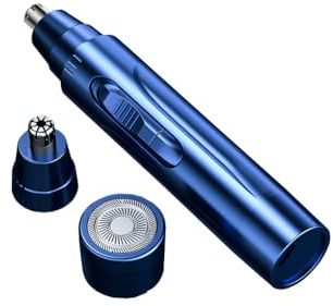 Cortapelos eléctrico de nariz de tres mm, portátil, lavable, funciona con pilas, de acero inoxidable, color azul, 2 unidades
