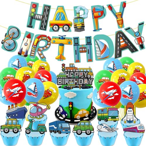 Juego de fiesta de cumpleaños, decoración de fiesta de tren de alta velocidad, artículo temático de transporte, decoración de tartas, globo, bautizo, avión, cupcake