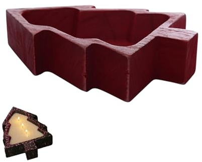 Cuenco De Madera para Velas – Decoración Rústica para Árbol De Navidad, Portavelas De Granja, De Mesa Navideña, Plato De Madera Decorativo | Cuenco De para Velas para Dulces, Escritorio,